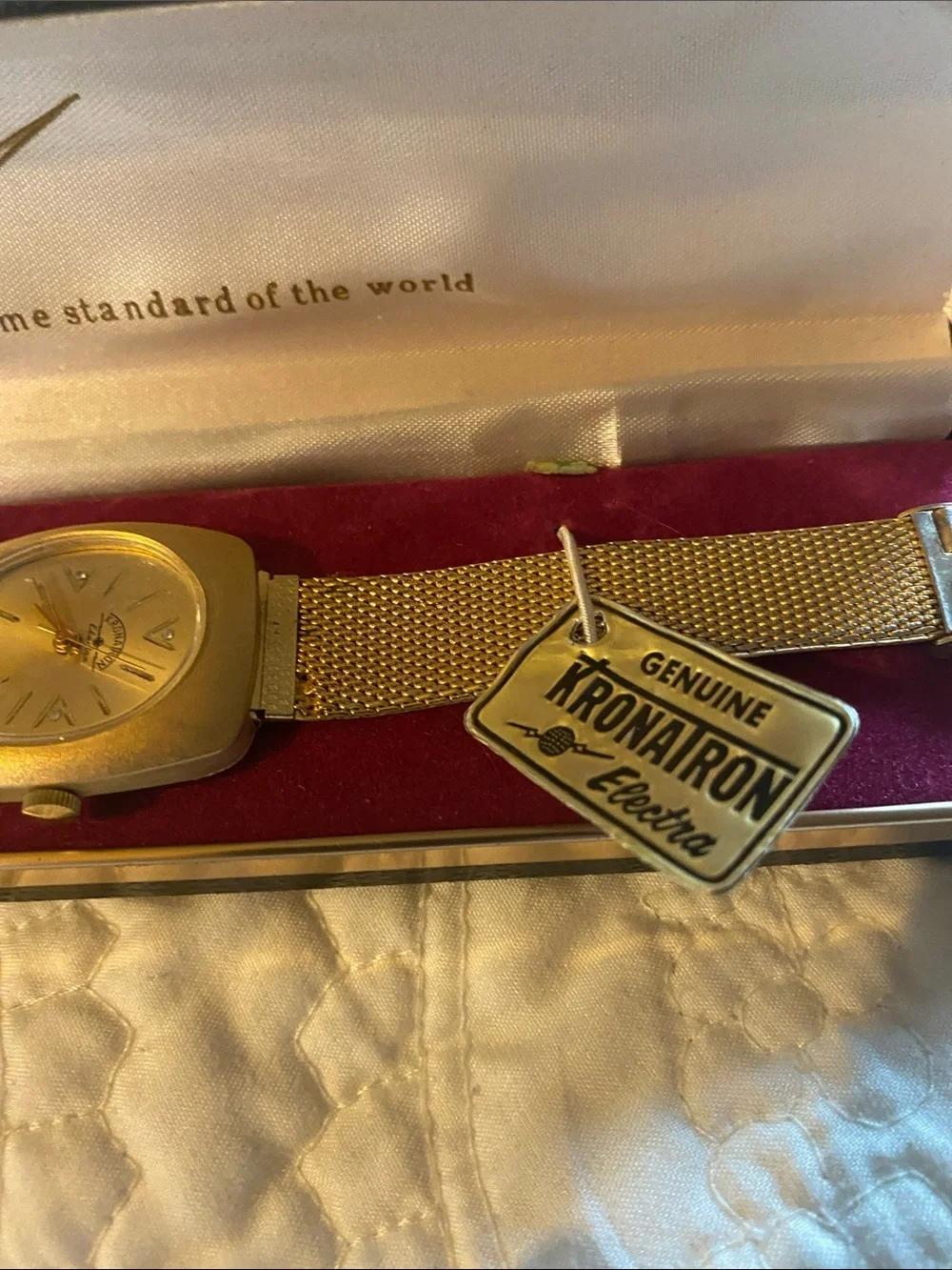 Vintage Electra kronairon  Gold plated Bracelet Watch with box mint condition
